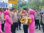 Pedang Pora Polres OKU Selatan Sambut dan Lepas AKBP Listiono Dwi Nugroho dan AKBP Indra Arya Yudha