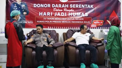 Sambut HUT ke-73 Humas Polri, Polres Magelang Kota Gelar Donor Darah